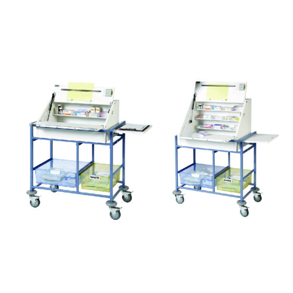 Ward Drug & Medicine Dispensing Trolley with Divider System & 2 Storage Trays